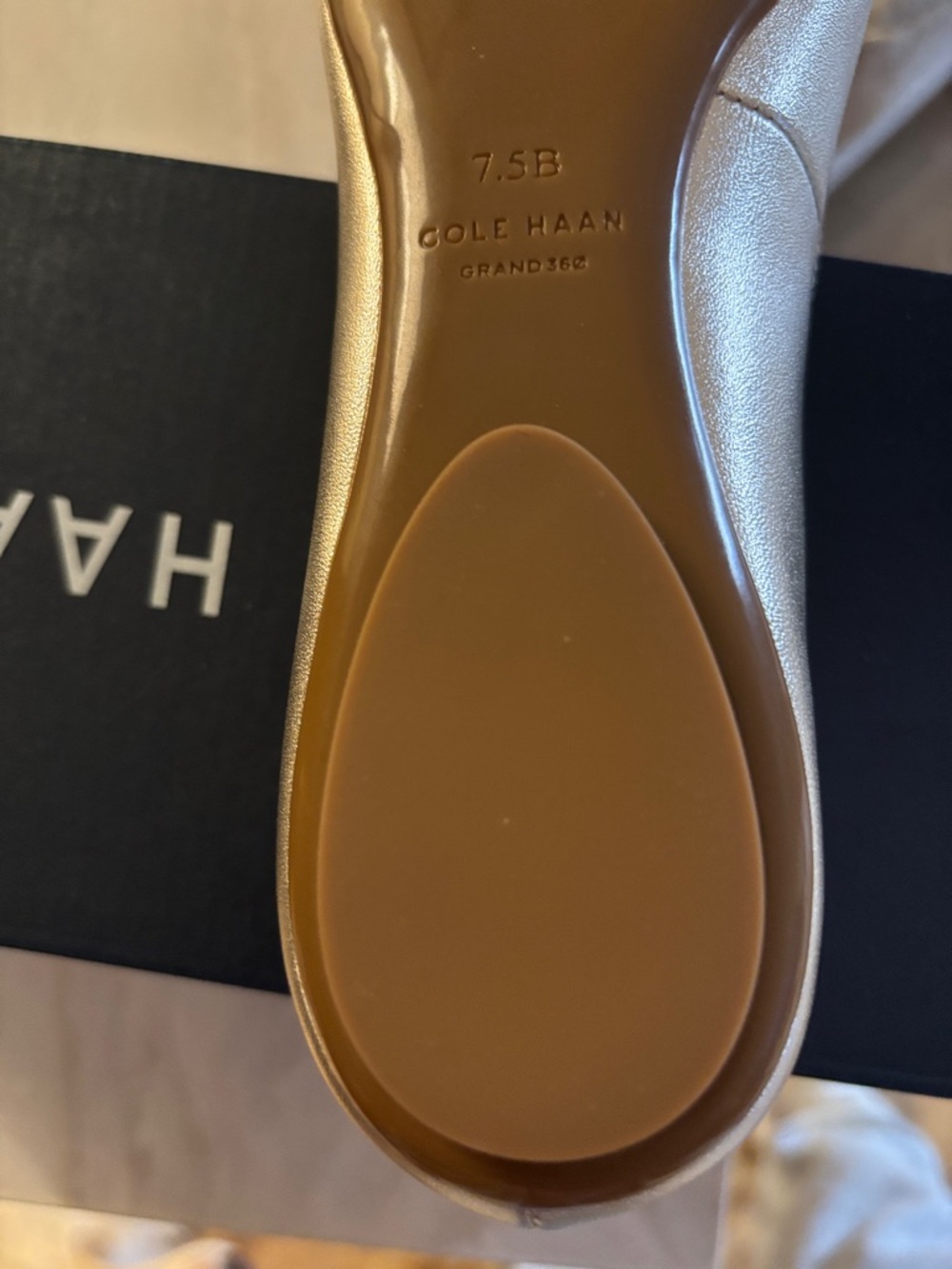Cole Haan Metallic Gold Leather Ballet Flat - Picture 3 of 6